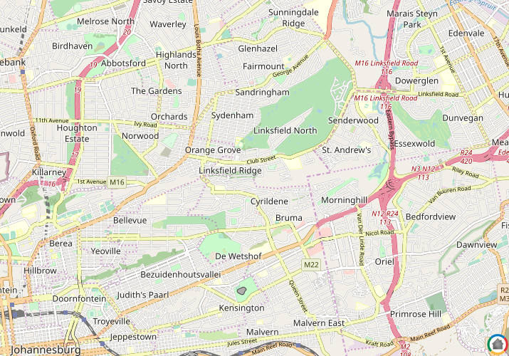 Map location of Linksfield Ridge